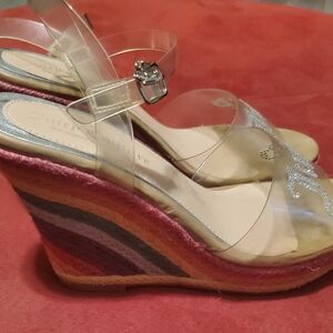 Juicy Couture Pink and Purple Wedge Sandals with Modern Design